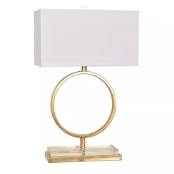 Outlet Kirklands Home Gold Leaf Open Ring Table Lamp White