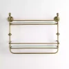 Discount Kirklands Home Gold Metal & Textured Glass 2-Tier Wall Shelf