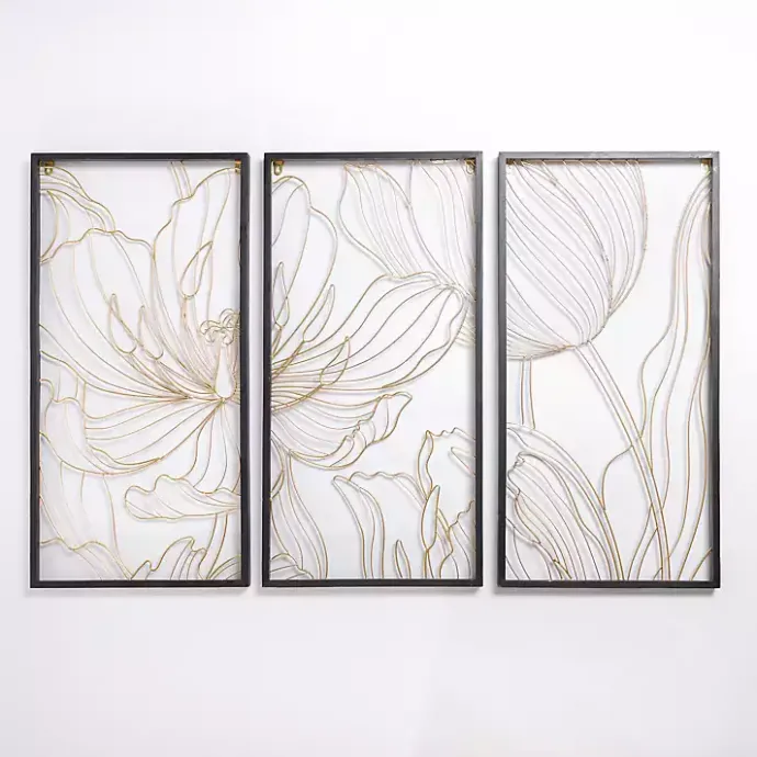 Discount Kirklands Home Gold Metal Abstract Floral Wall Plaques, Set of 3