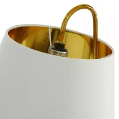 Kirklands Home Gold Metal and Faux Silk Shade Table Lamp White