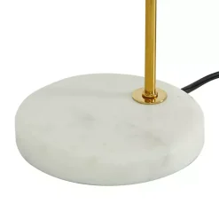 Kirklands Home Gold Metal and Faux Silk Shade Table Lamp White