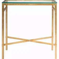 Best Kirklands Home Gold Metal and Glass Side Table