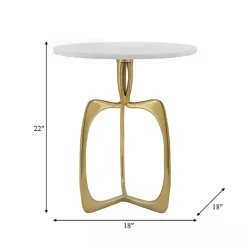 New Kirklands Home Gold Metal and Marble Modern Abstract Accent Table White
