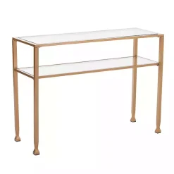 Discount Kirklands Home Metal and Tempered Glass Console Table Gold
