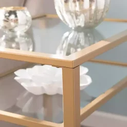Outlet Kirklands Home Metal and Tempered Glass Side Table Gold