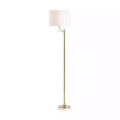 Sale Kirklands Home Gold Metal and Marble Base Floor Lamp White