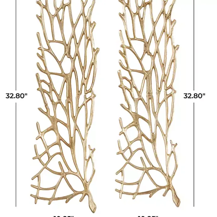 Sale Kirklands Home Metal Coral Panel Wall Plaques, Set of 2 Gold