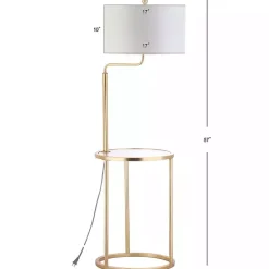 Outlet Kirklands Home Gold Metal Floor Lamp with Round Side Table White