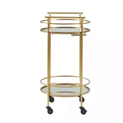 Clearance Kirklands Home Gold Metal Frame Bar Cart with Mirrored Shelves