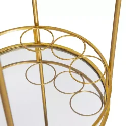 Clearance Kirklands Home Gold Metal Frame Bar Cart with Mirrored Shelves