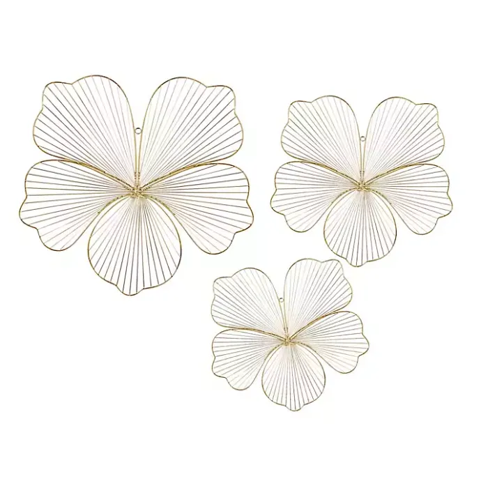 Discount Kirklands Home Metal Frame Floral Wall Plaques, Set of 3 Gold
