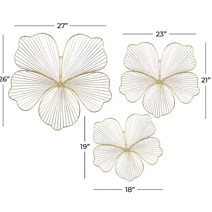 Discount Kirklands Home Metal Frame Floral Wall Plaques, Set of 3 Gold
