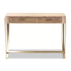 Kirklands Home Gold Metal Frame Two-Drawer Console Table