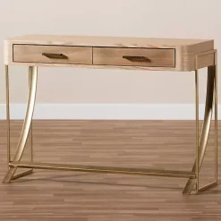 Kirklands Home Gold Metal Frame Two-Drawer Console Table