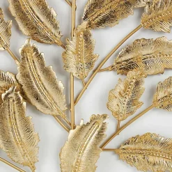 Hot Kirklands Home Gold Metal Leaves Framed Wall Plaques, Set of 2