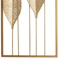 New Kirklands Home Metal Leaves Wall Plaques, Set of 2 Gold