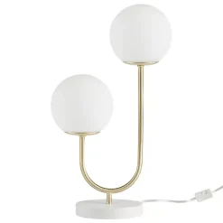 Clearance Kirklands Home Gold Metal 2-Light Zusa Modern Table Lamp White