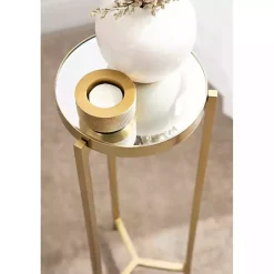 Clearance Kirklands Home Metal Mirrored Tabletop Aguilar Drink Table Gold