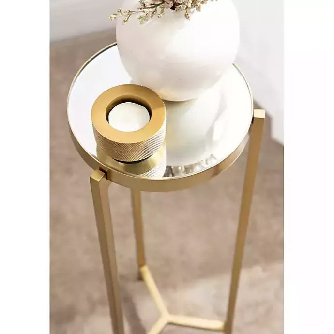 Clearance Kirklands Home Metal Mirrored Tabletop Aguilar Drink Table Gold