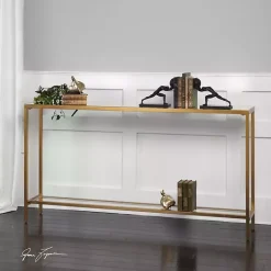 Online Kirklands Home Metal Mirrored Top Slim Console Table Gold