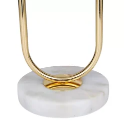 Kirklands Home Metal Open Loop Stem White Round Table Lamp Gold