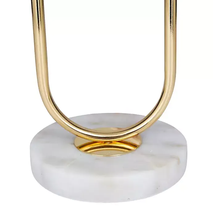 Kirklands Home Metal Open Loop Stem White Round Table Lamp Gold