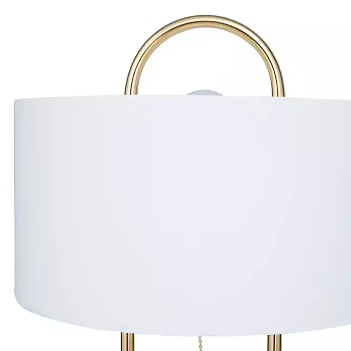 Kirklands Home Metal Open Loop Stem White Round Table Lamp Gold