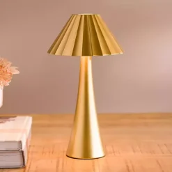 Outlet Kirklands Home Metal Ribbed Rechargeable Touch Lamp Gold