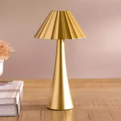 Outlet Kirklands Home Metal Ribbed Rechargeable Touch Lamp Gold