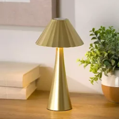 Outlet Kirklands Home Metal Ribbed Rechargeable Touch Lamp Gold