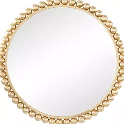 Online Kirklands Home Gold Metal Round Beaded Frame Wall Mirror