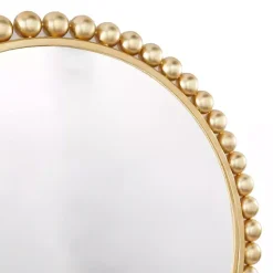 Online Kirklands Home Gold Metal Round Beaded Frame Wall Mirror