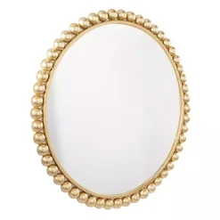 Online Kirklands Home Gold Metal Round Beaded Frame Wall Mirror