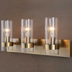New Kirklands Home Metal 3-Shade Vanity Light Gold