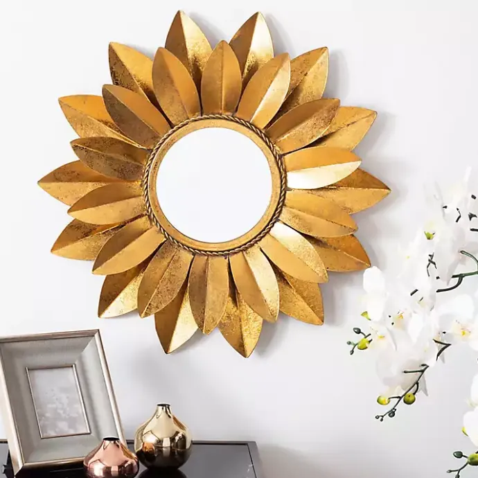 Kirklands Home Gold Metal Sunflower Wall Mirror