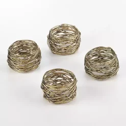 Hot Kirklands Home Metal Twine Napkin Rings, Set of 4 Gold
