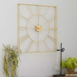 Sale Kirklands Home Minimal Square Open Face Clock Gold