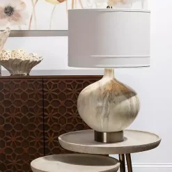 Kirklands Home Gold Pistachio Swirl Gourd Table Lamp Ivory