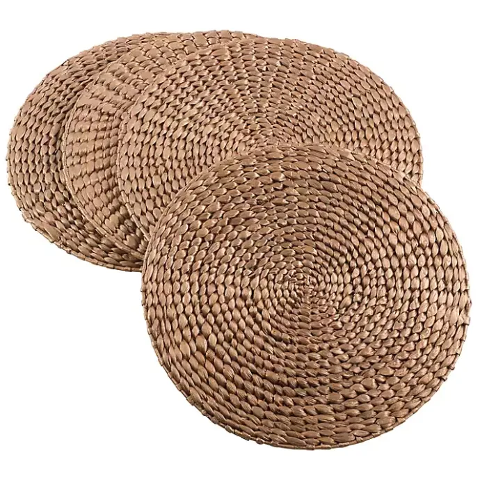 Online Kirklands Home Round Woven Rattan Placemats, Set of 4 Gold
