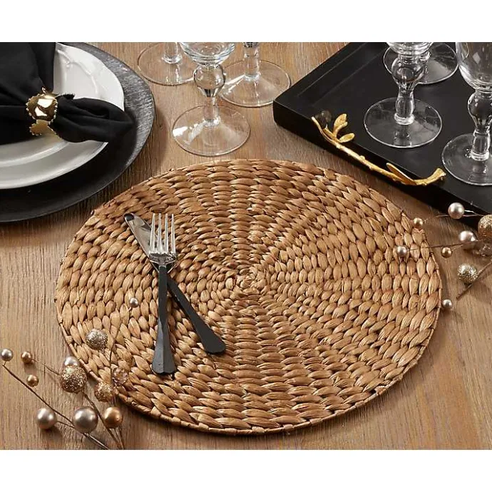 Online Kirklands Home Round Woven Rattan Placemats, Set of 4 Gold