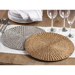 Online Kirklands Home Round Woven Rattan Placemats, Set of 4 Gold