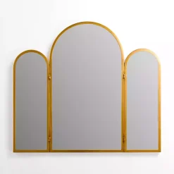 Clearance Kirklands Home Rounded Edge Trifold Wall Mirror Gold