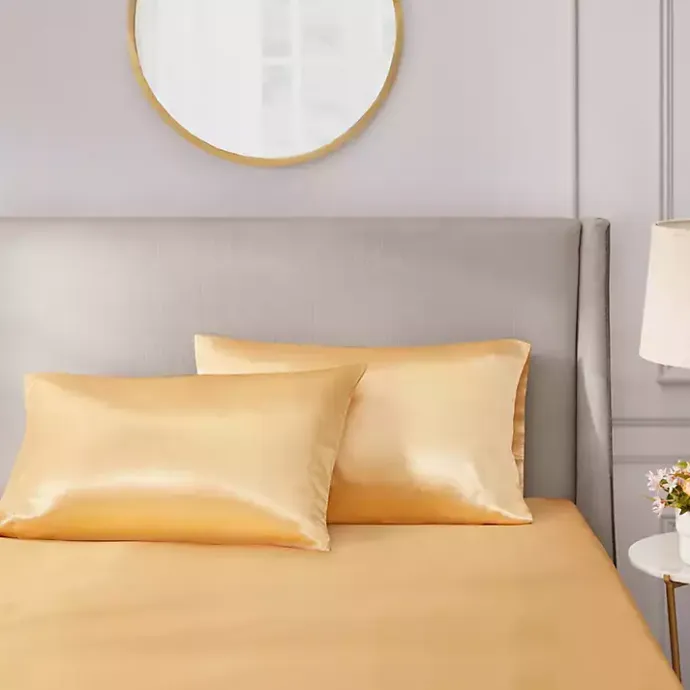 Kirklands Home Satin King 2-pc. Pillow Case Set Gold