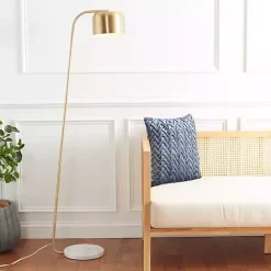 Kirklands Home Slanted Modern Floor Lamp with Marble Base Gold