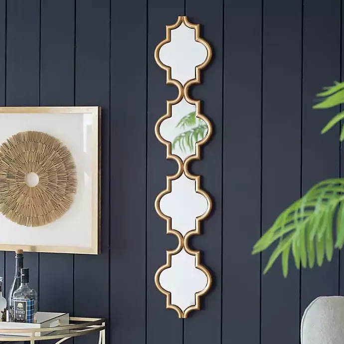 Kirklands Home Slim Stacked Trellis Wall Mirror Gold