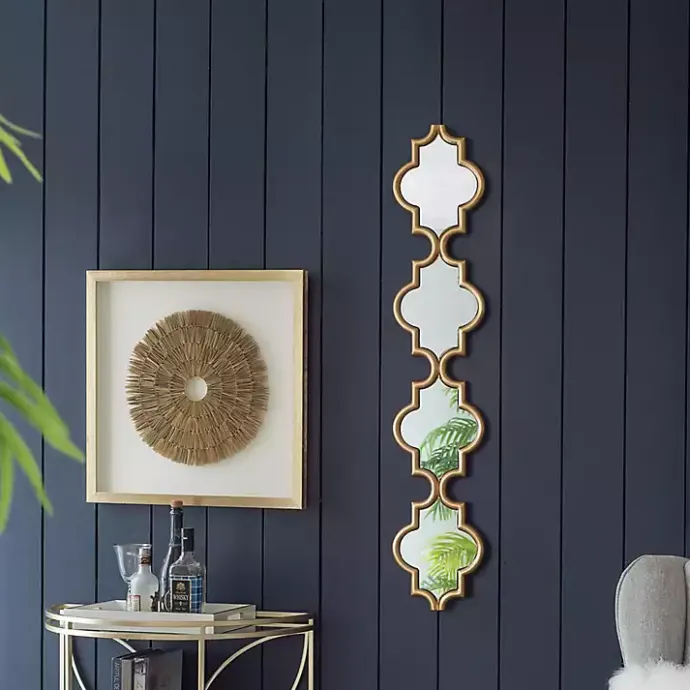 Kirklands Home Slim Stacked Trellis Wall Mirror Gold