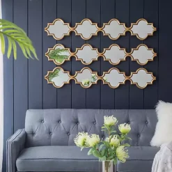 Kirklands Home Slim Stacked Trellis Wall Mirror Gold
