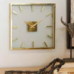 New Kirklands Home Gold Square Minimalist Wall Clock