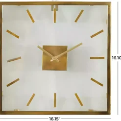 New Kirklands Home Gold Square Minimalist Wall Clock