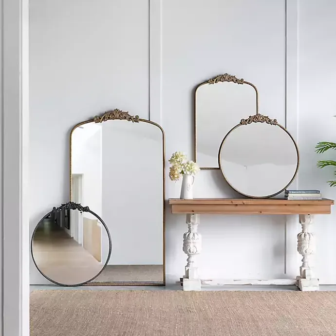 Sale Kirklands Home Gold Studded Scroll Arched Mirror, 36 in.